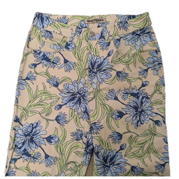 High Sierra Ivory And Blue Floral Flat Front Lightweight Cotton Pants sz 6 - Picture 3 of 7